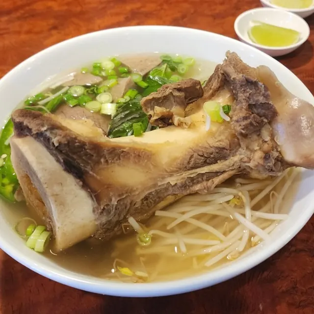 Phở served with a whole beef bone